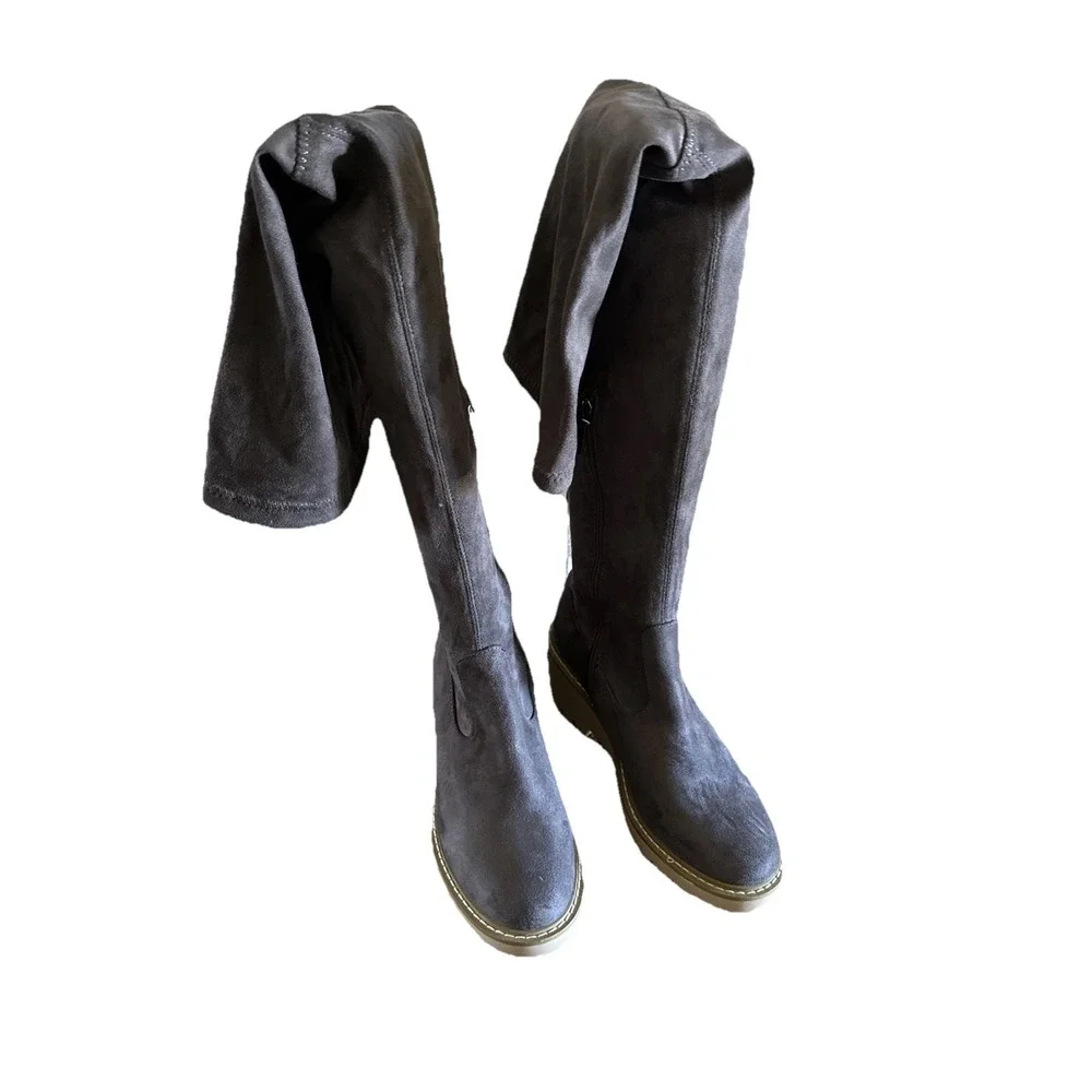 NEW NICOLE MILLER Gray Over the Knee Boots Size 8